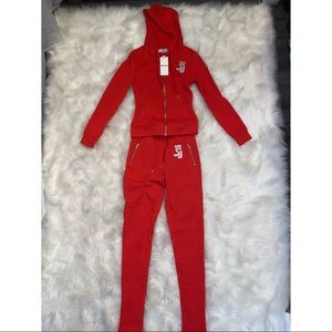 Brand new Shane Justin bling sweatsuit in red